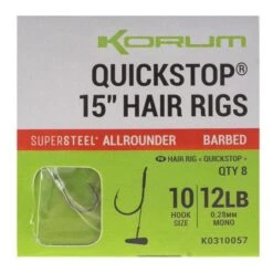 KORUM SUPERSTEEL BIG FISH QUICKSTOP HAIR RIGS / 15"